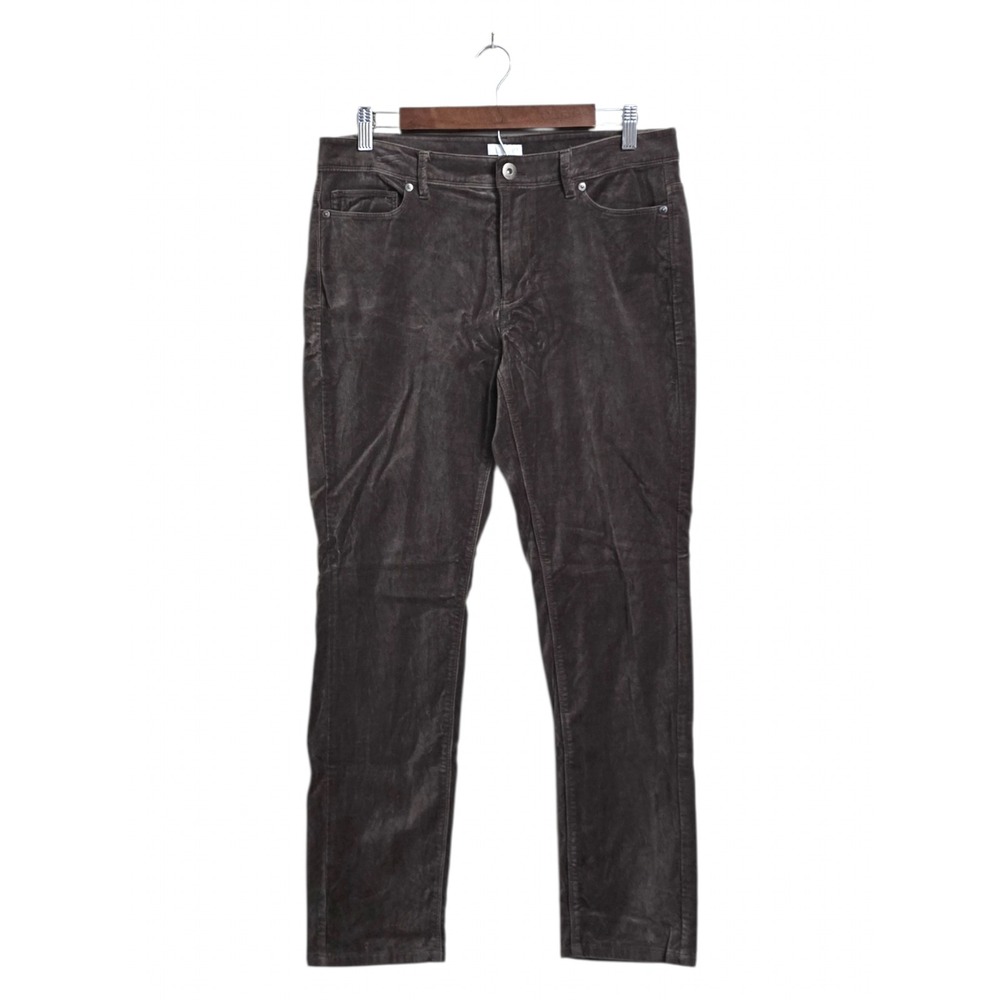 J. Jill Brushed Velveteen Mid-Rise Slim Leg Ankle Pants In Brown Sz 10